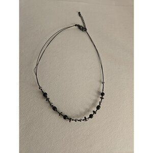Black Beaded With Silver Tone Choker Necklace